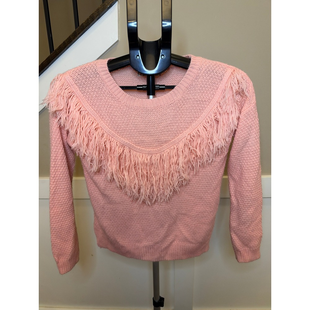 Pink Republic Girls Peach Pink Fringe Knit Sweater XL 16 PF7K35514M